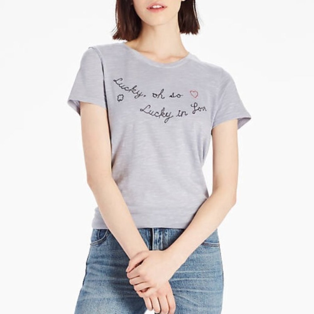 Lucky Brand Lucky In Love Embroidered Graphic Tee